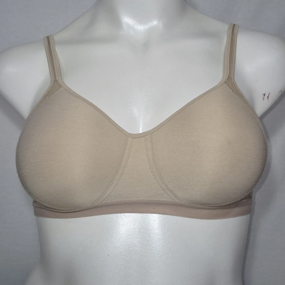 LARGE Hanes HCX3 HBG7 G507 X-Temp Foam Wireless Wire Free Sports Bra‎ Beige